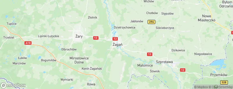 Żagań, Poland Map