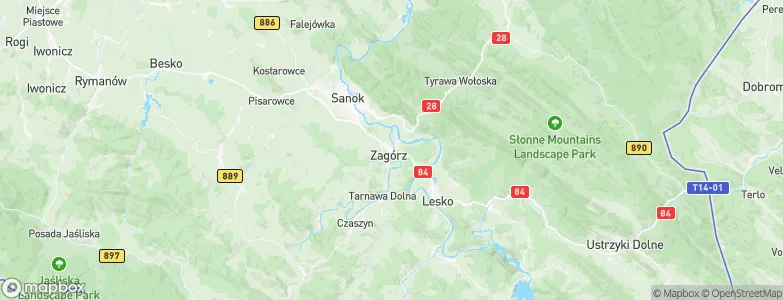 Zagórz, Poland Map