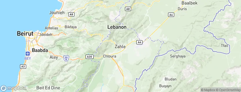 Zahle, Lebanon Map