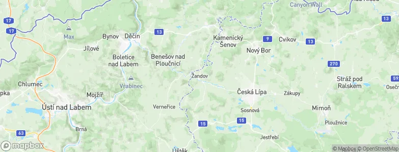 Žandov, Czechia Map