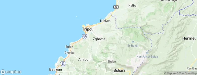 Zghartā, Lebanon Map