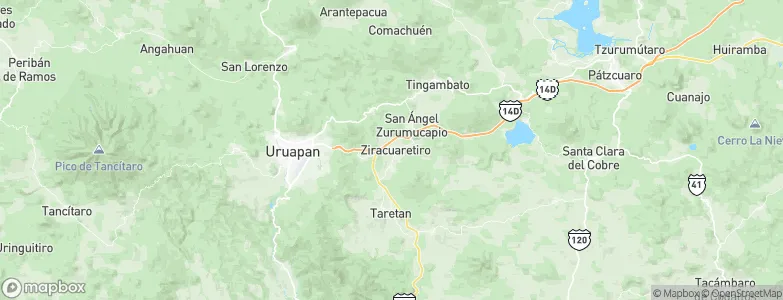 Ziracuaretiro, Mexico Map