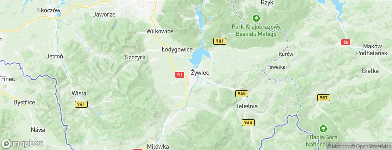 Żywiec, Poland Map