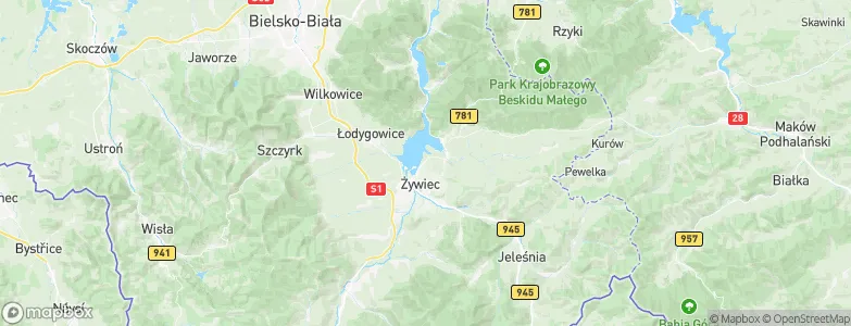 Żywiec, Poland Map
